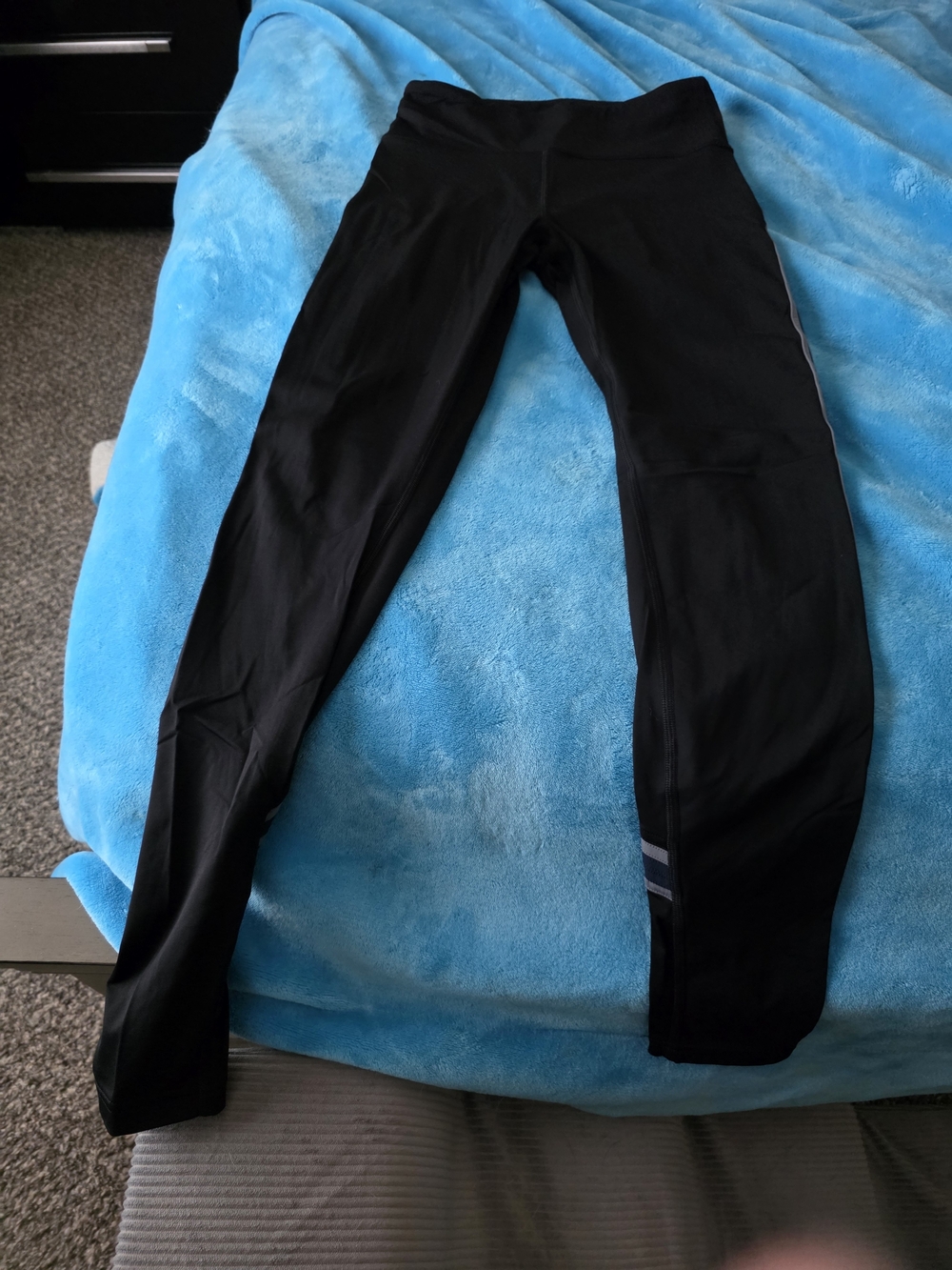 Black Athletic Leggings with Reflective Stripes